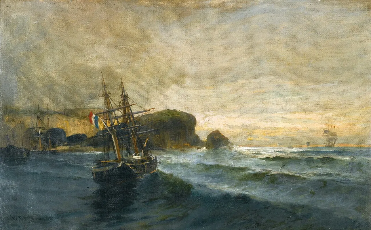 Along The Shore by Konstantinos Volanakis - Canvas Print