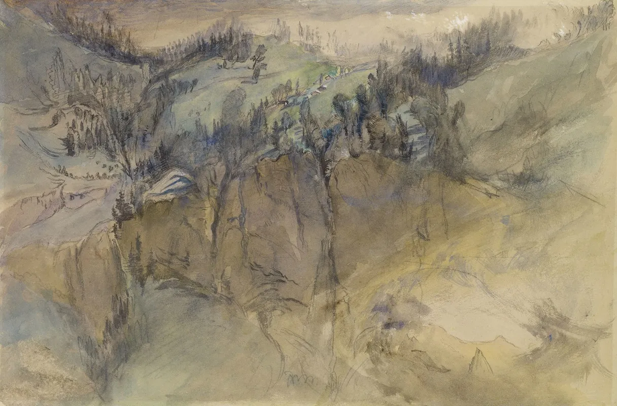 Alpine Scene by John Ruskin - Canvas Print