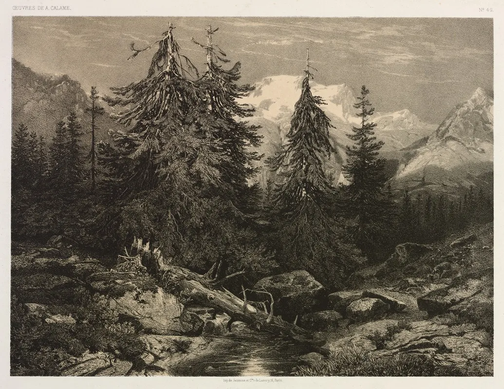 Alpine Stream by Alexandre Calame - Canvas Print