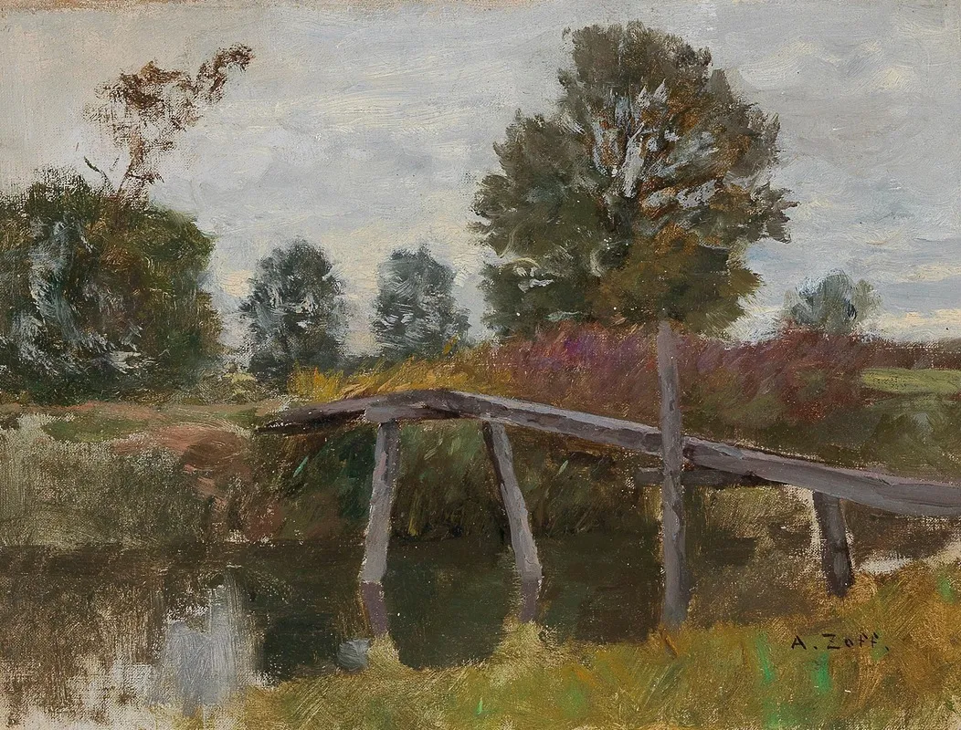 Alter Steg In Langenpreising by Alfred Zoff - Canvas Print