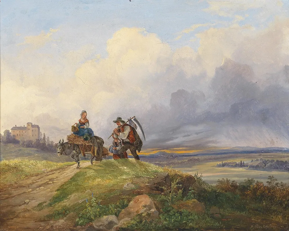 Am Heimweg Von Der Feldarbeit by Josef Altenkopf - Canvas Print