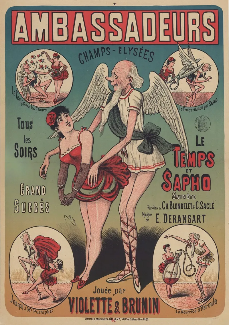 Ambassadeurs Champs Elysees Le Temps Et Sapho Saynete Paroles De Ch Blondelet C Sacle Musique De E Deransart Tous Les Soirs