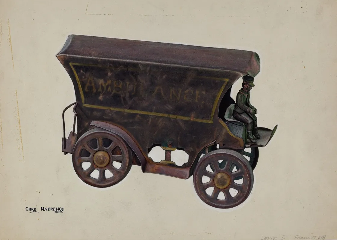 Ambulance Carriage Toy by Chris Makrenos - Canvas Print