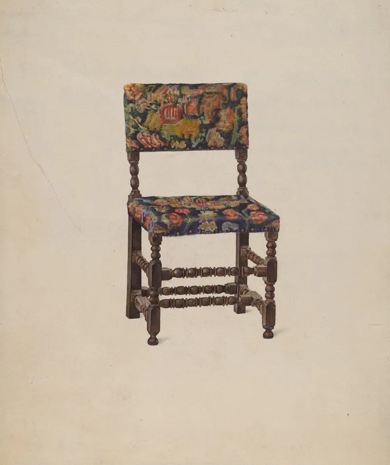 American Chair With Turkey Work by Victor F. Muollo - Canvas Print