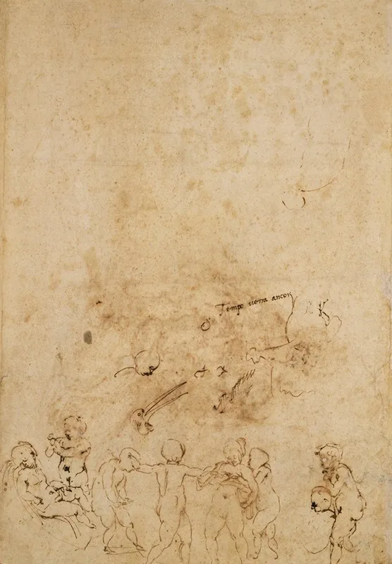 Amorous Putti At Play Head Of A Bird