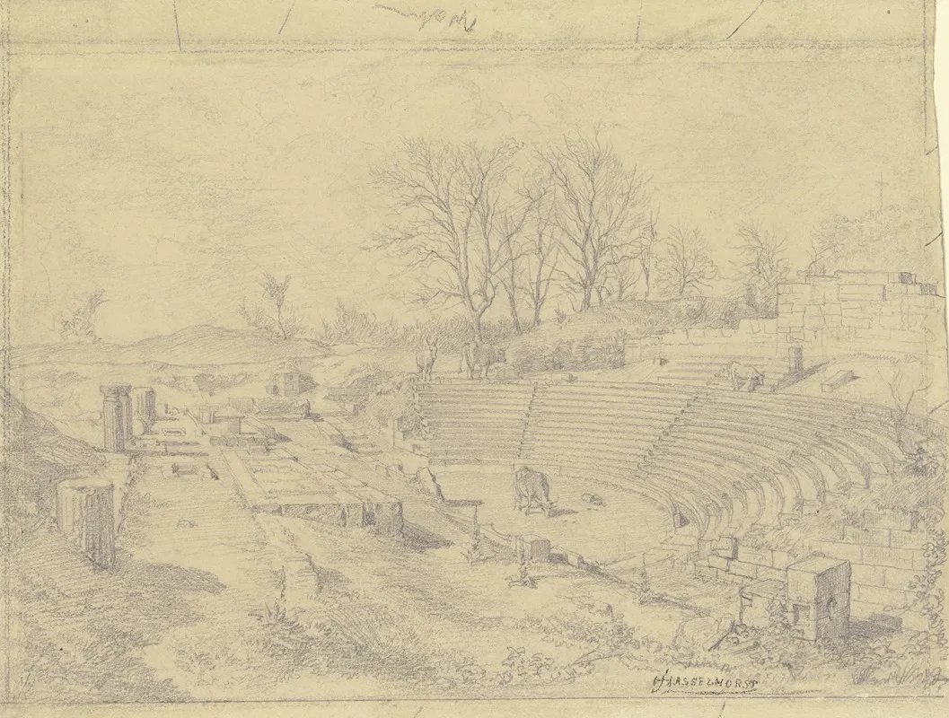 Amphitheater In Pompeii by Johann Heinrich Hasselhorst - Canvas Print