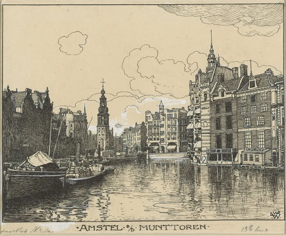 Amstel Bij De Munttoren by Willem Wenckebach - Canvas Print