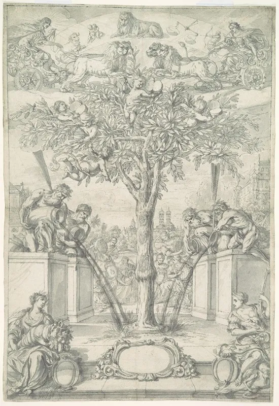 An Allegory Of The Union Of The House Of Orange And The Wittelsbach Family Design For A Title Page Of A Thesis by Jonas Umbach - Canvas Print