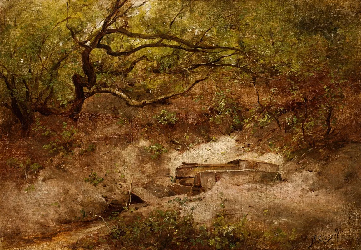 An Apple Tree At A Stream by Maksymilian Gierymski - Canvas Print