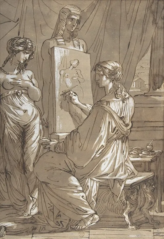 An Artist And His Model by Felice Giani - Canvas Print