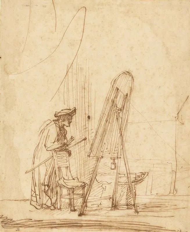 An Artist In His Studio 2 by Rembrandt van Rijn - Canvas Print