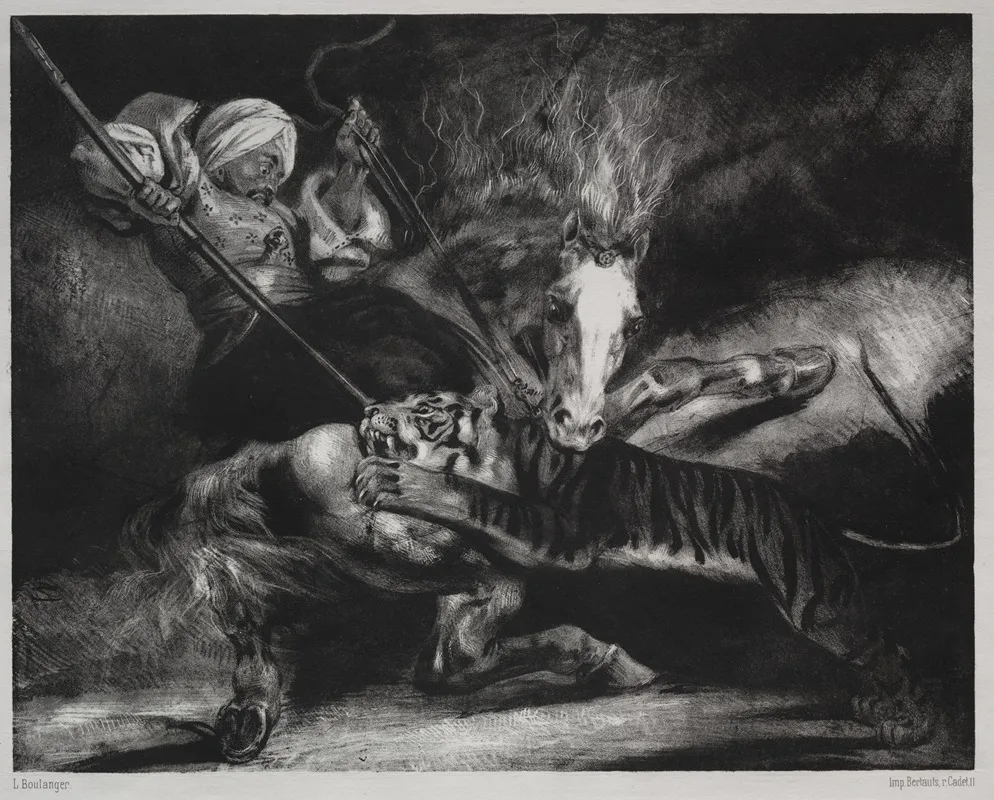 An Attack By A Tiger by Louis Candide Boulanger - Canvas Print