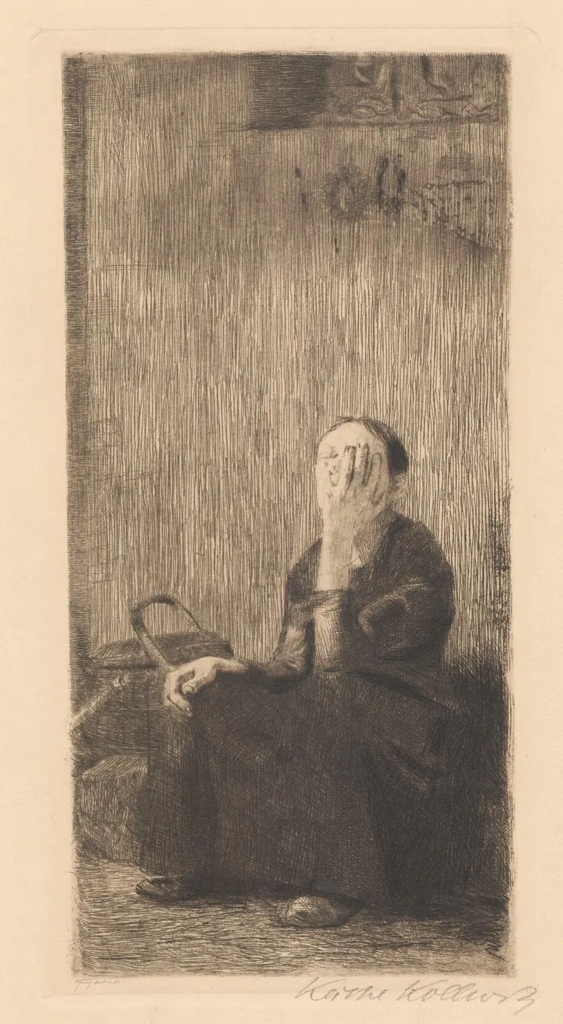 An Der Kirchenmauer by Käthe Kollwitz - Canvas Print