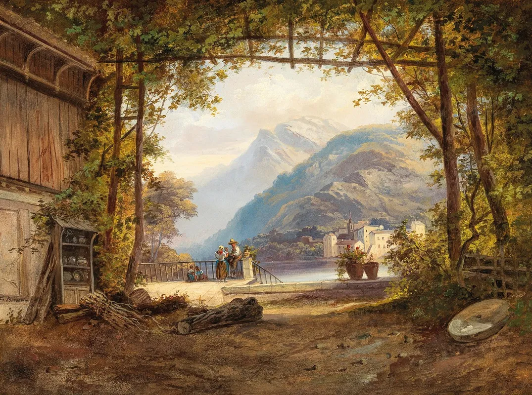 An Einem Oberitalienischen See by Franz Barbarini - Canvas Print