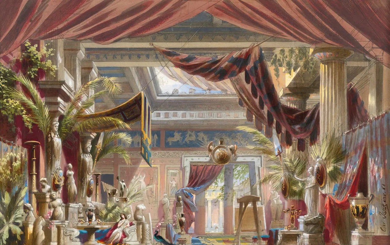 An Elaborate Roman Atrium by Christian Jank - Canvas Print