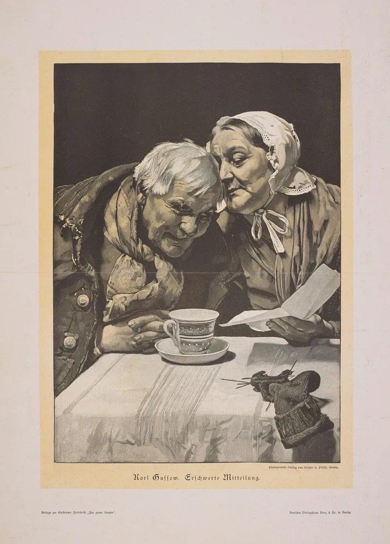 An Elderly Couple At The Table by Karl Gussow - Canvas Print