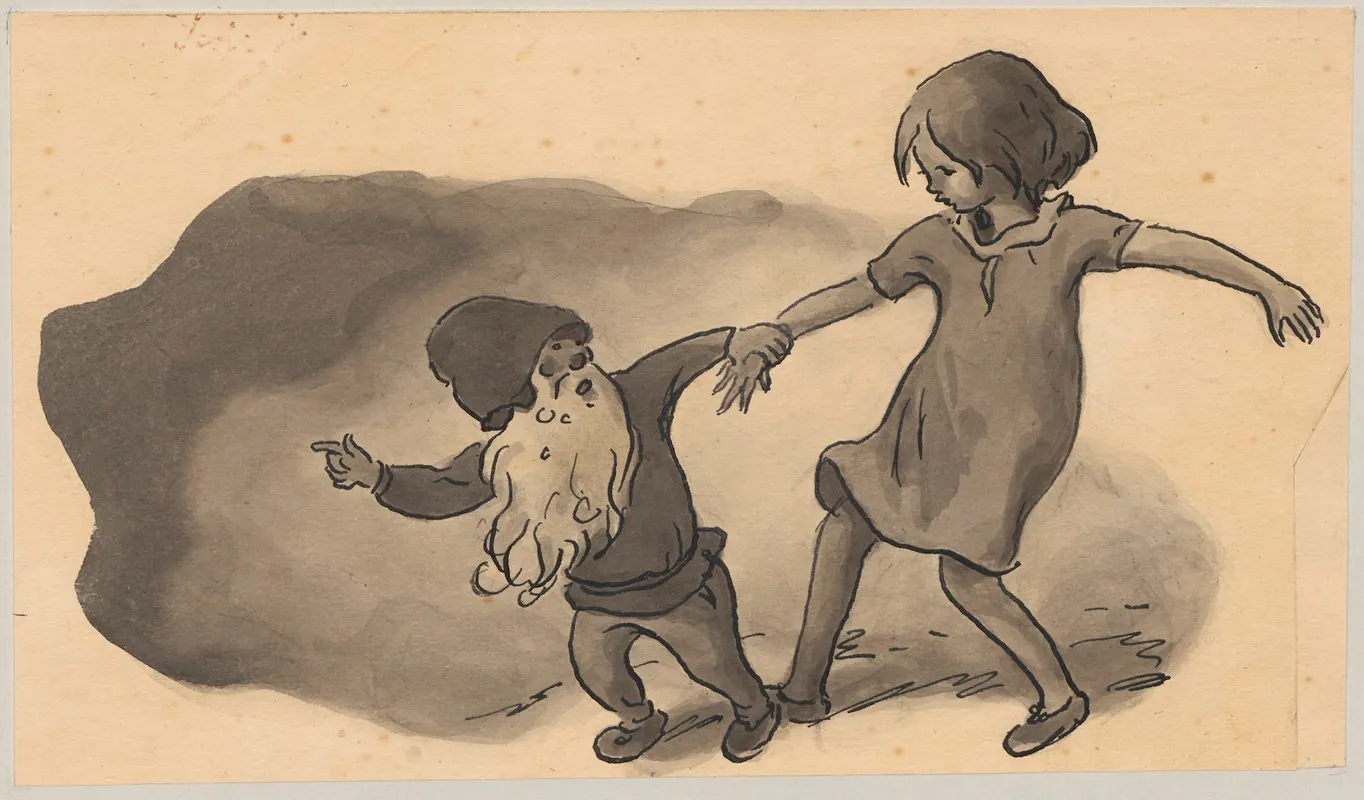 An Elf Tries To Pull A Little Girl Along With Him