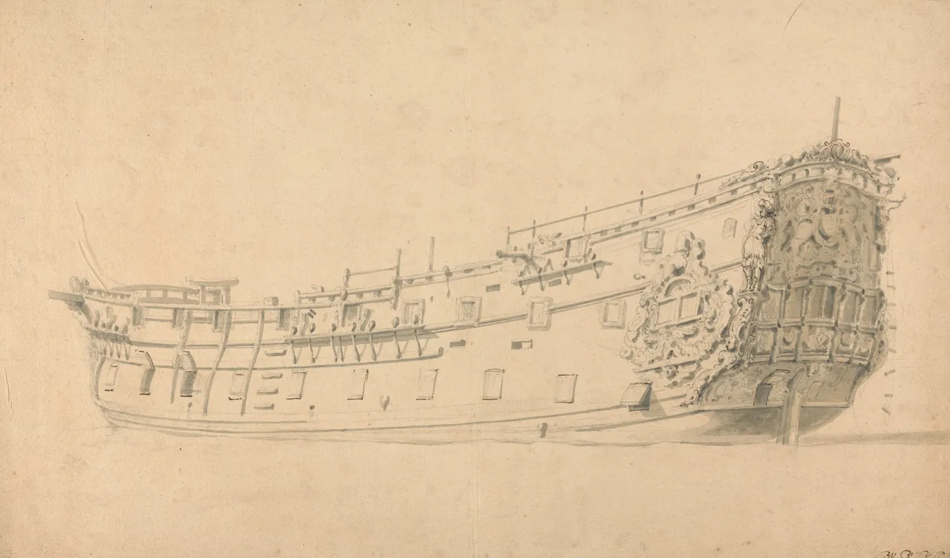 An English Man Of War Port View From The Stern