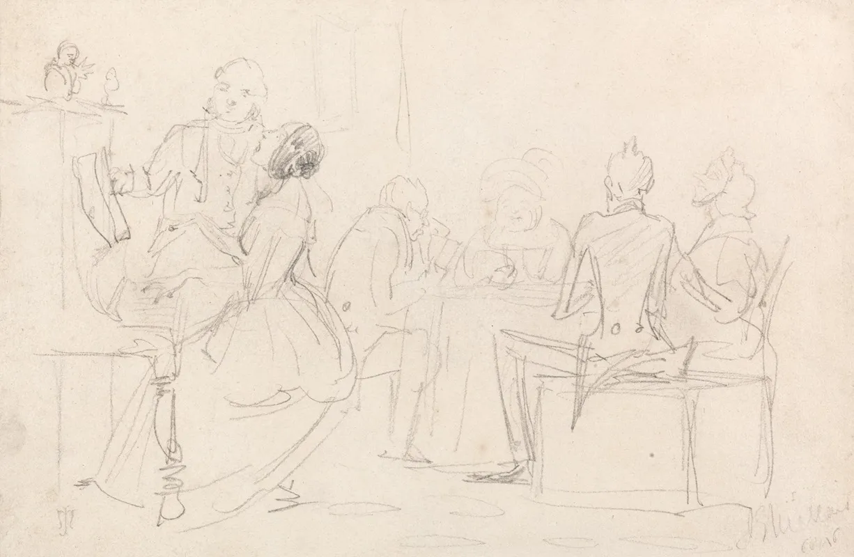 An Evening Party 3 by Sir John Everett Millais - Canvas Print