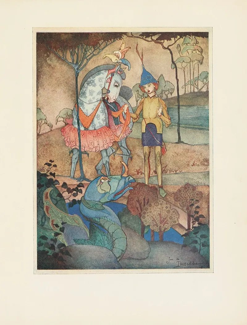 An Immense Dragon Lying By The Water Side by Jean de Bosschère - Canvas Print