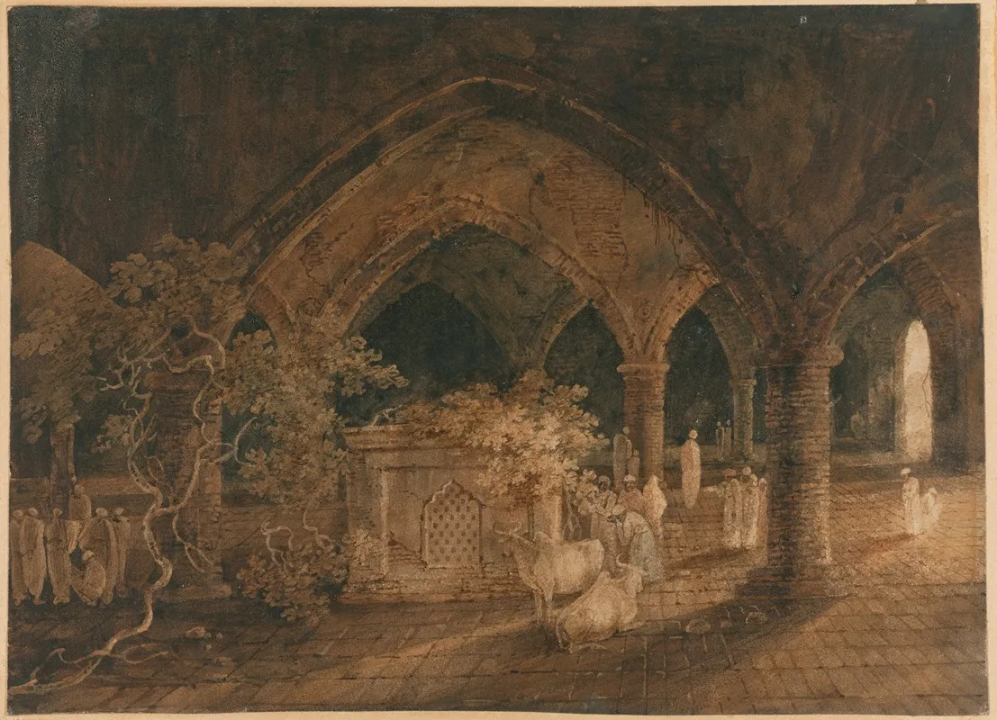 An Indian Tomb by George Chinnery - Canvas Print