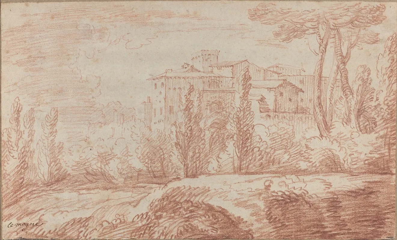 An Italian Walled Town Seen Through Trees by François Lemoyne - Canvas Print