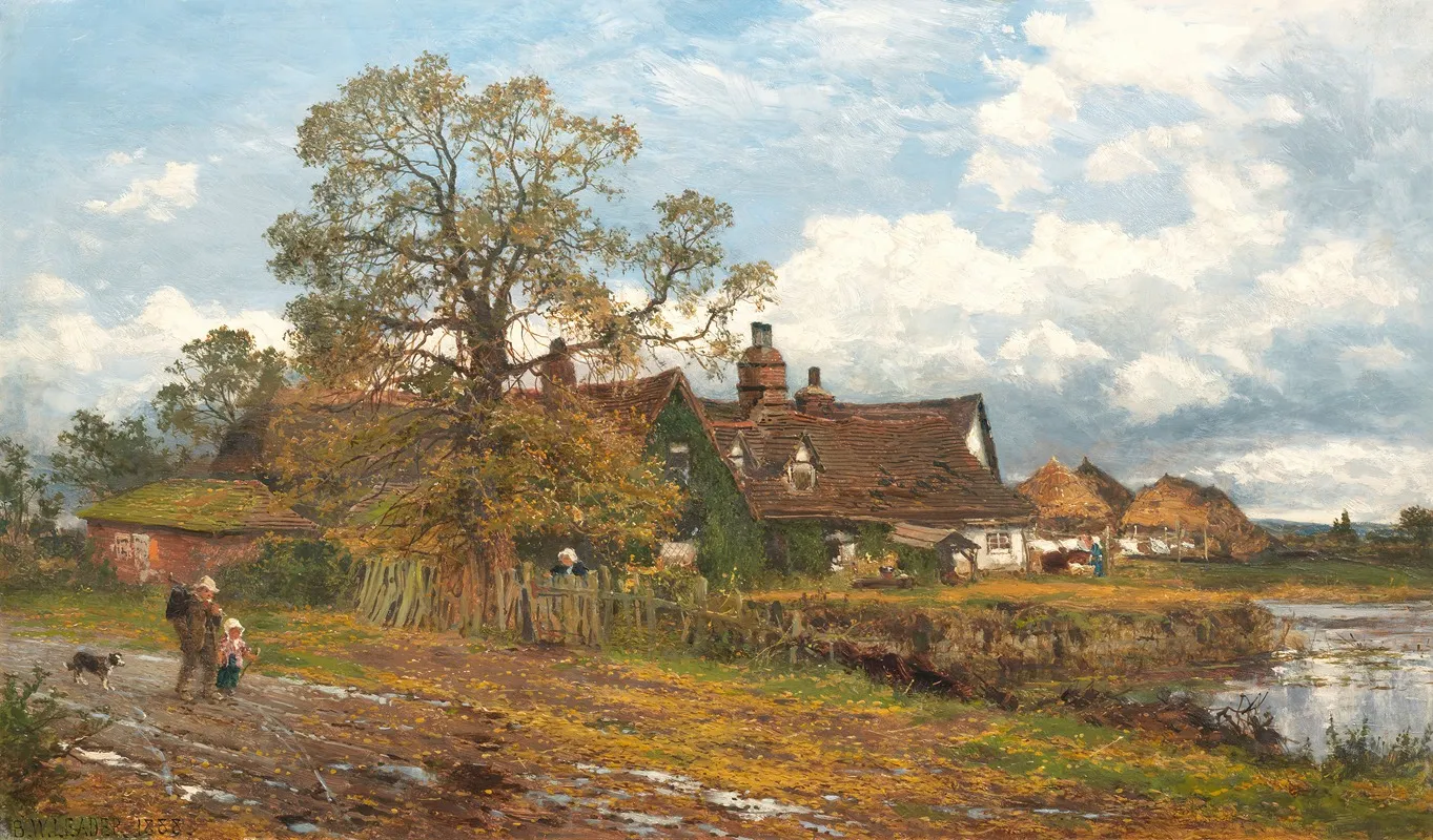 An Old Worcester Farm An October Day After Rain by Benjamin Williams Leader - Canvas Print