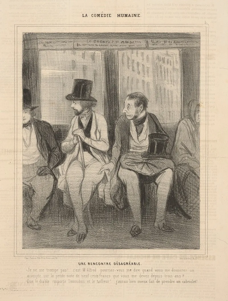 An Unpleasant Encounter by Honoré Daumier - Canvas Print