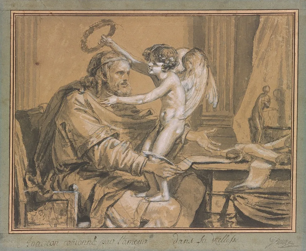 Anacreon In His Old Age Crowned By Love