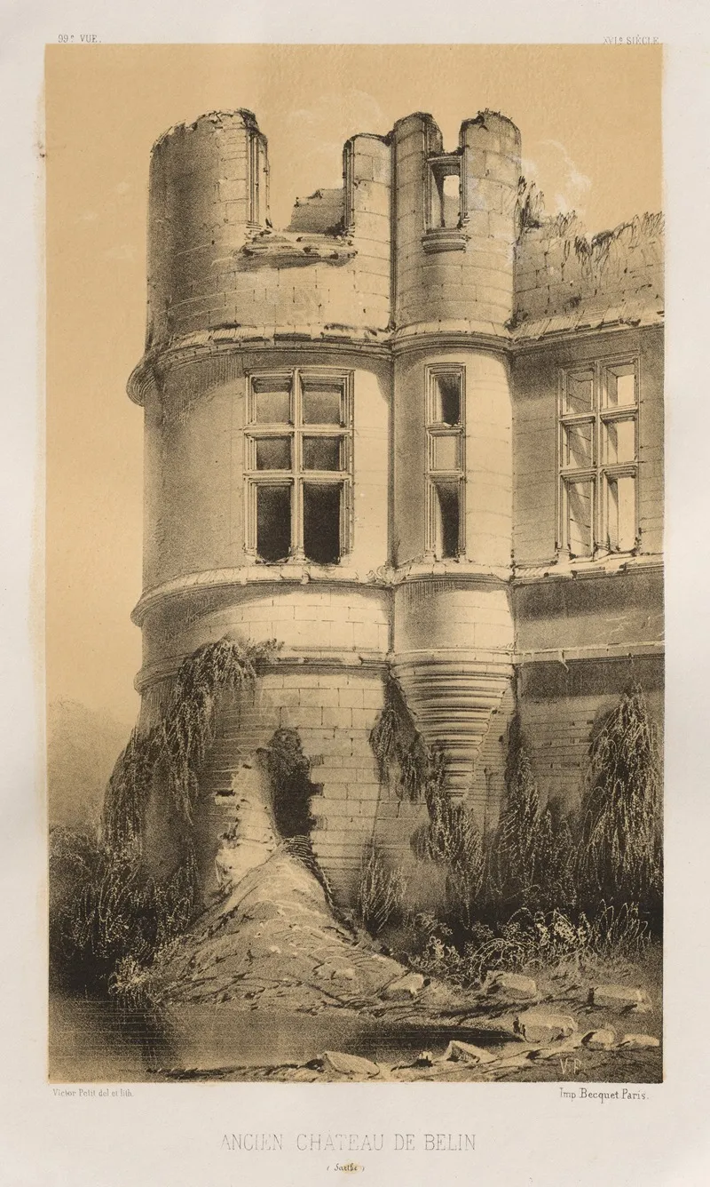 Ancien Chateau De Belin Sarthe by Victor Petit - Canvas Print