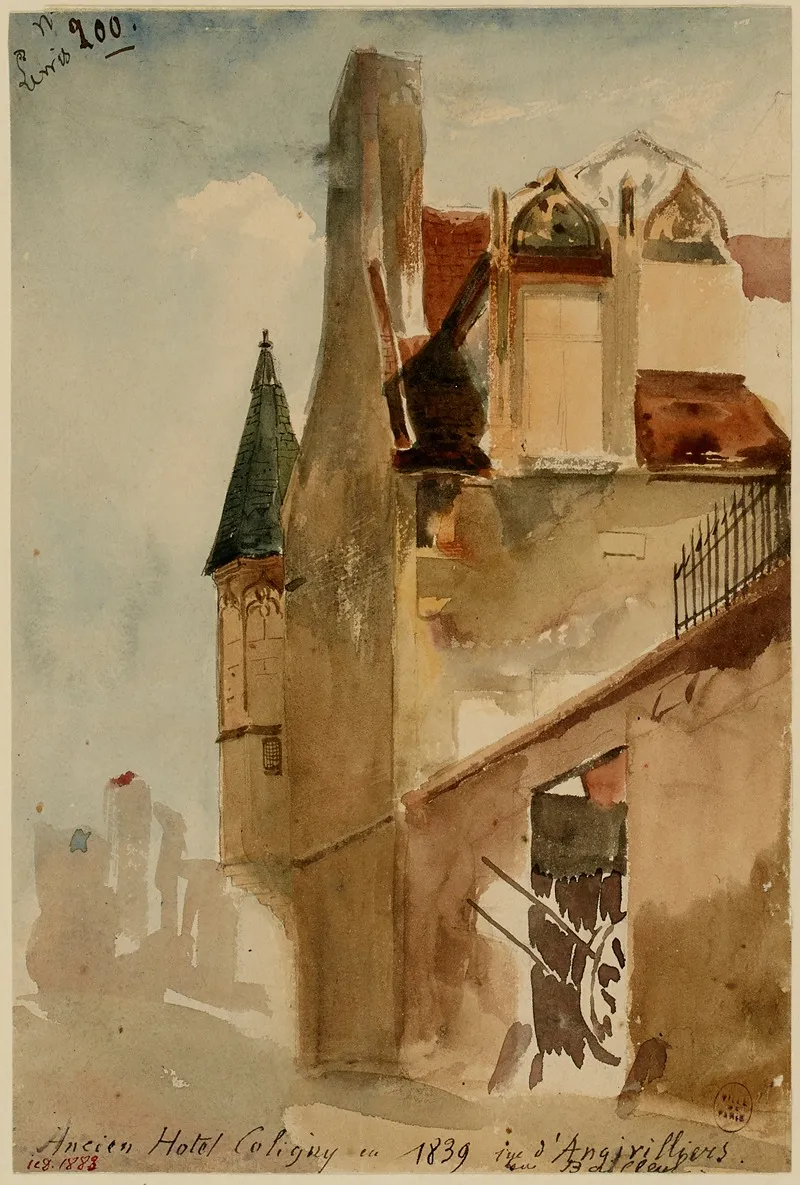Ancien Hotel Coligny Rue Dangivilliers En 1839 by Henri Jean Baptiste Levis - Canvas Print