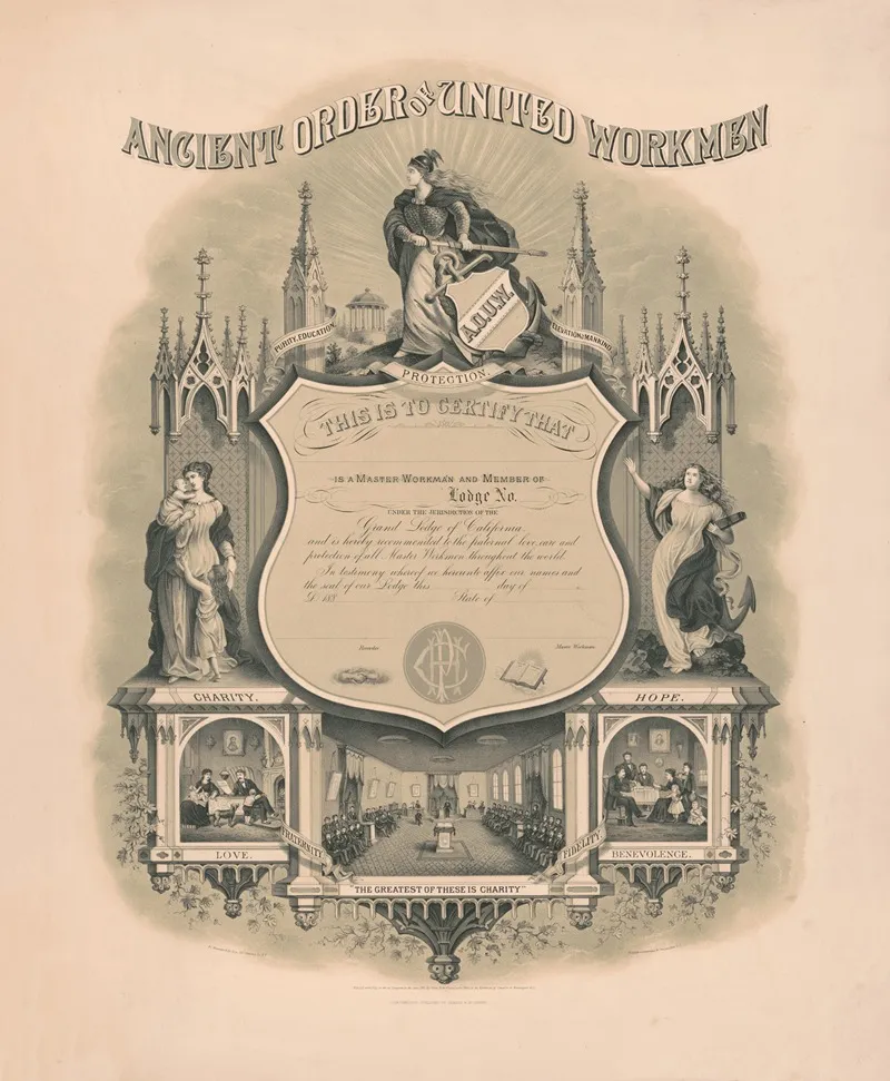 Ancient Order Of United Workmen Purity Education Elevation Of Mankind