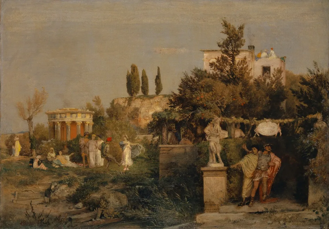 Ancient Roman Tavern by Arnold Böcklin - Canvas Print