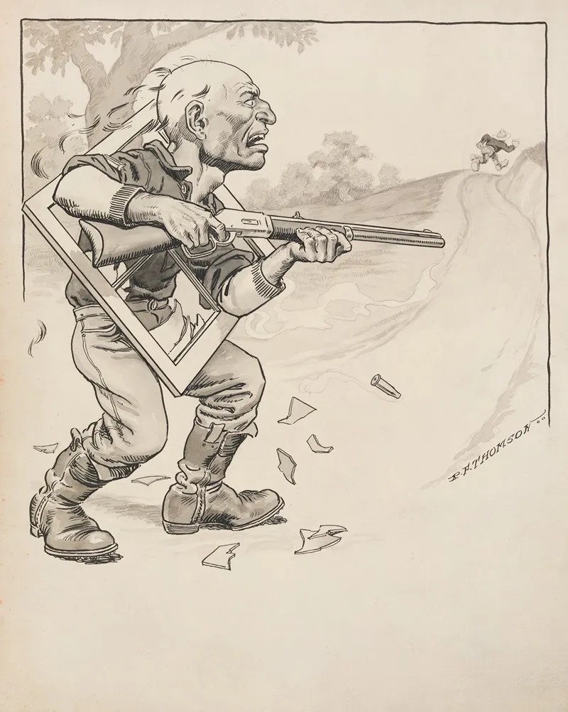And Spittin Out Putty An Screeches An Glass He Starts A Shottin From Where He Lights by Rodney Thomson - Canvas Print