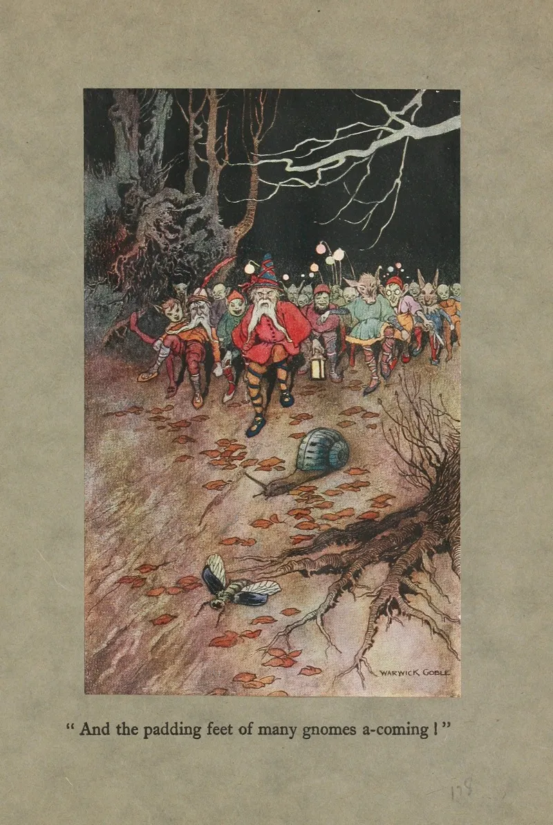 And The Padding Feet Of Many Gnomes A Coming by Warwick Goble - Canvas Print