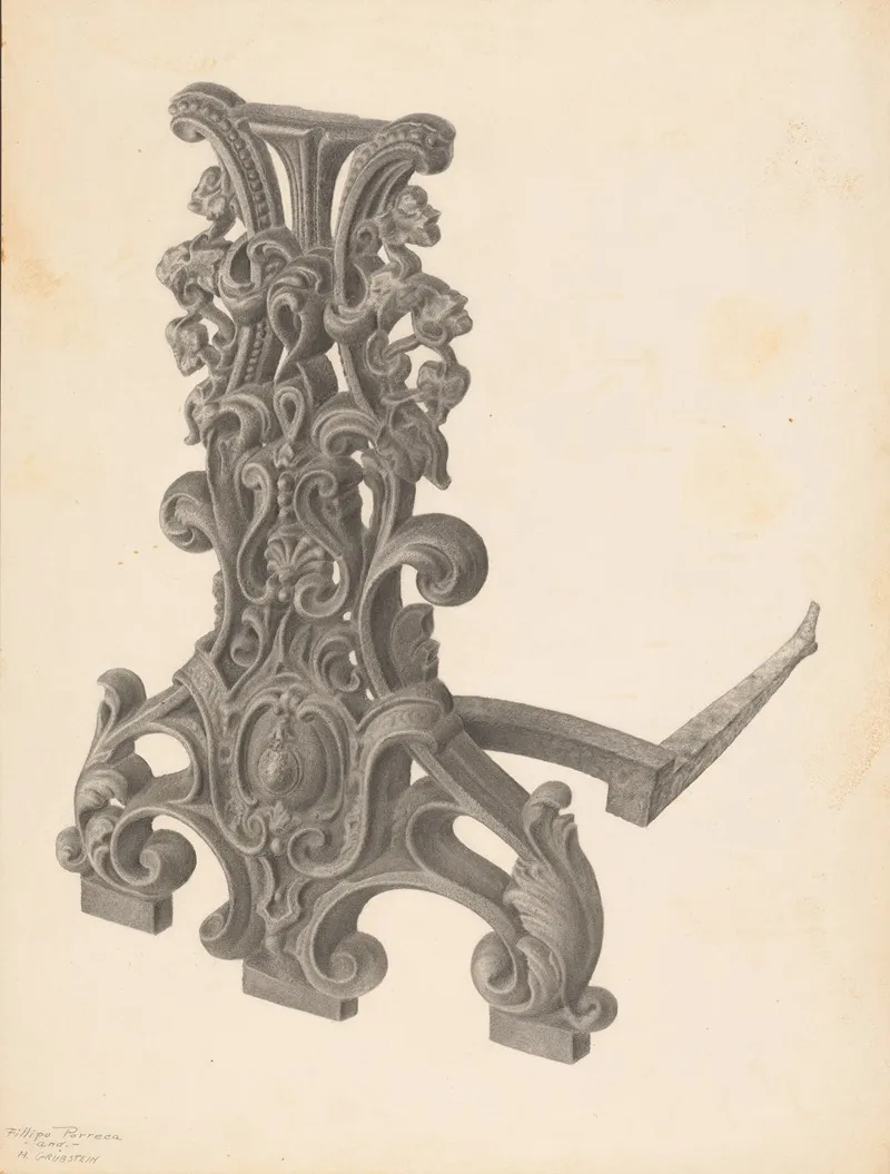 Andiron One Of Pair 2 by Filippo Porreca - Canvas Print