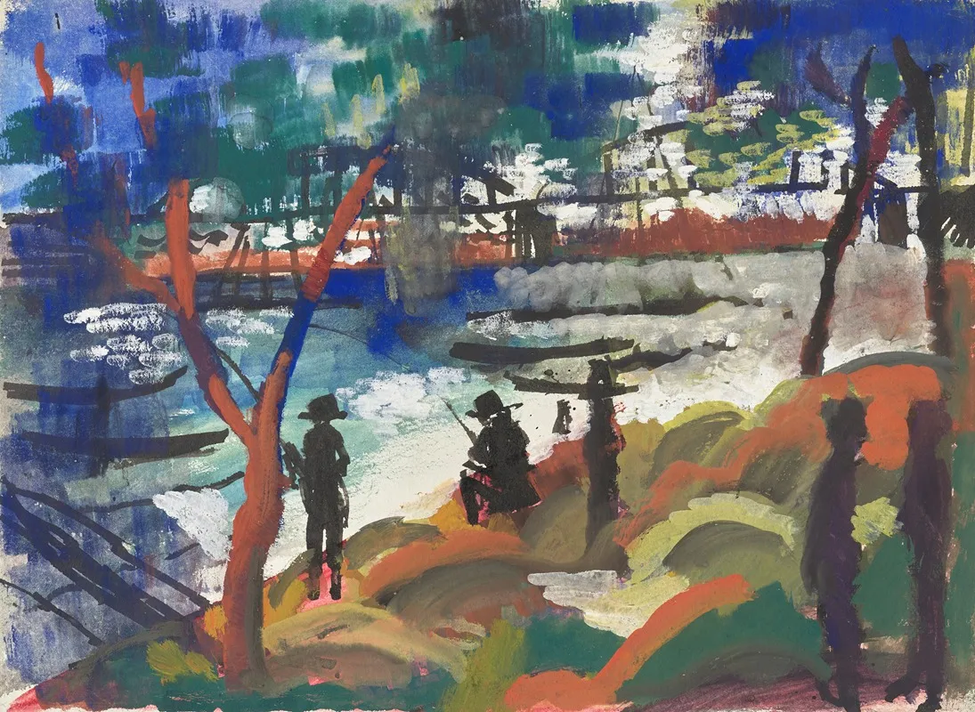 Angler Am Fluss 2 by August Macke - Canvas Print