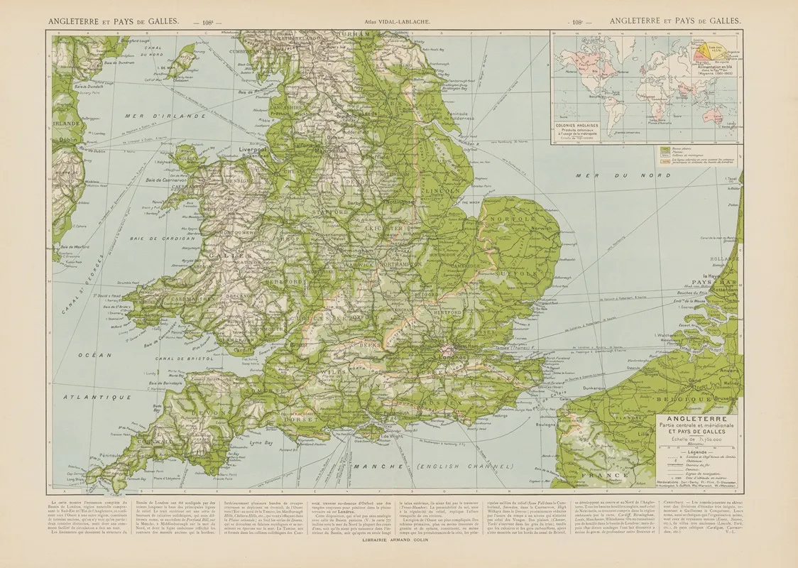 Angleterre Et Pays De Galles by Paul Vidal de La Blache - Canvas Print