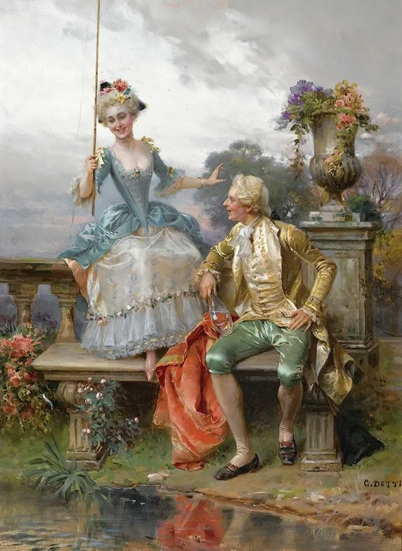 Angling For A Good Catch by Cesare Auguste Detti - Canvas Print