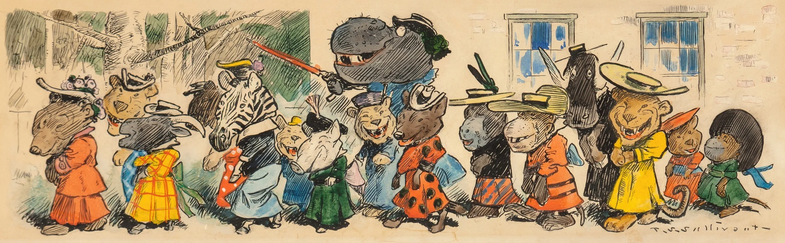 Animals In Sunday Garb by Thomas Sullivant - Canvas Print