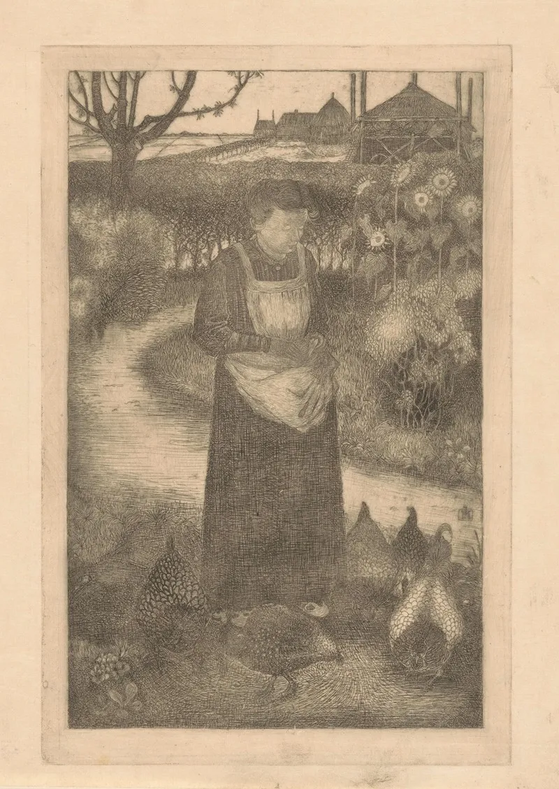 Anne Zernike Voert De Kippen by Jan Mankes - Canvas Print