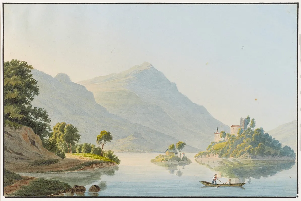 Ansicht Der Insel Schwanau Im Lauerzersee by David Alois Schmid - Canvas Print