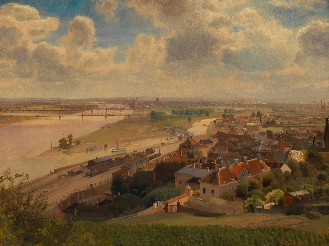 Ansicht Der Stadt Wien Und Der Regulierten Donau Von Nussdorf Aus by Anton Hlavacek - Canvas Print