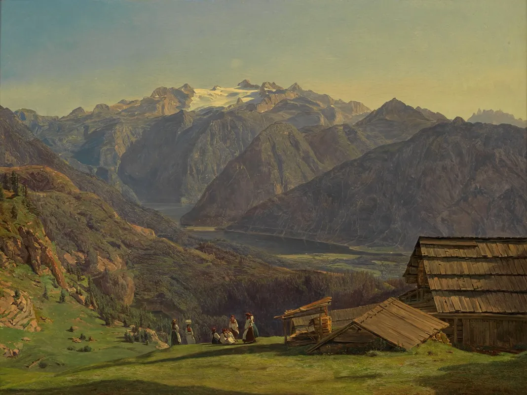 Ansicht Des Dachsteins Mit Dem Hallstattersee Von Der Hutteneckalpe Bei Ischl