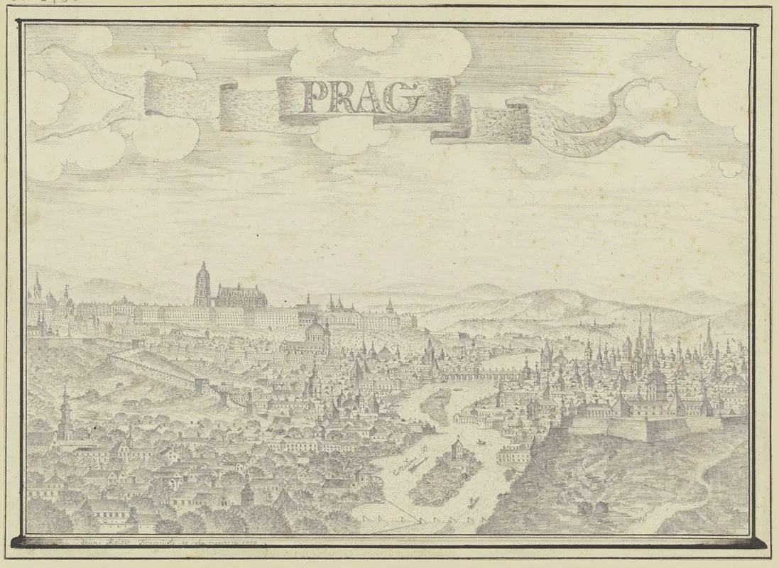 Ansicht Von Prag Mit Der Moldau by Johann Baptist Reiser - Canvas Print