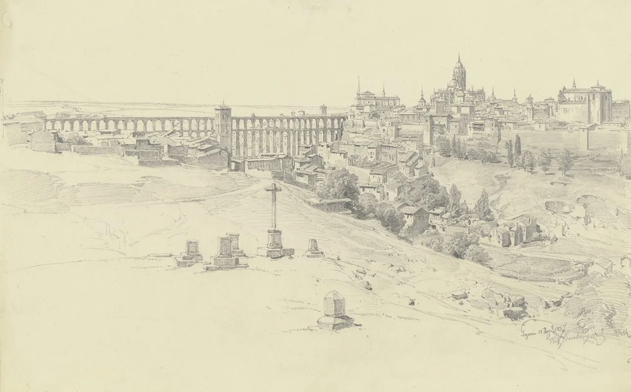 Ansicht Von Segovia Mit Der Grosen Romischen Wasserleitung