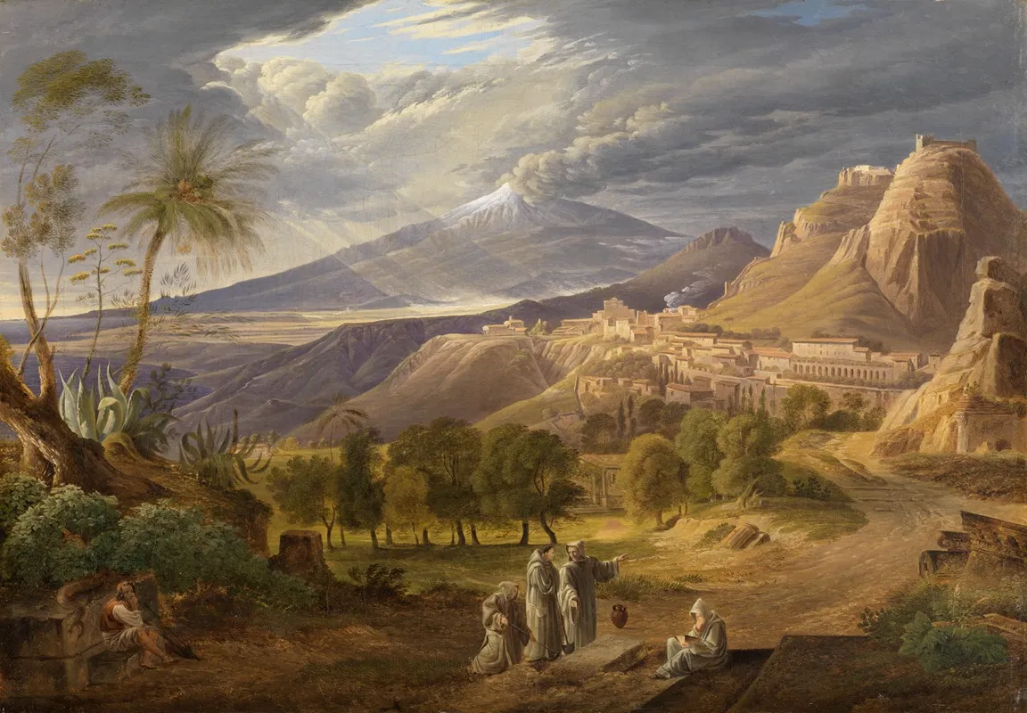 Ansicht Von Taormina Mit Aetna by Carl Ludwig Frommel - Canvas Print