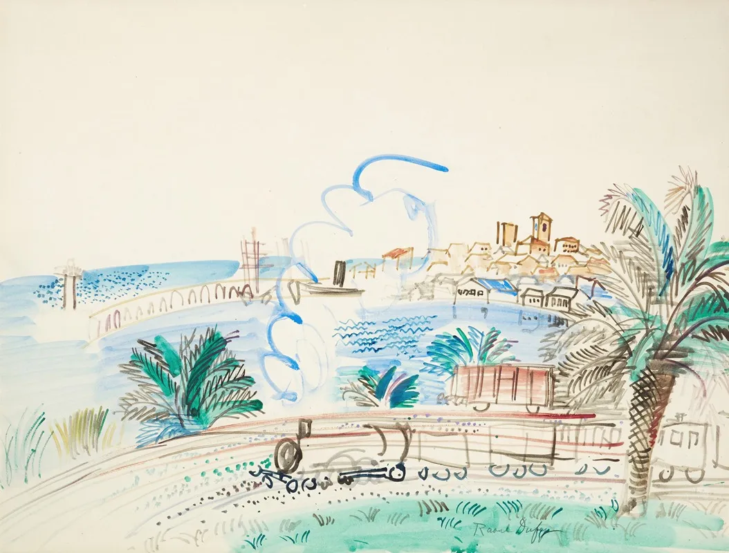 Antibes Le Chemin De Fer by Raoul Dufy - Canvas Print
