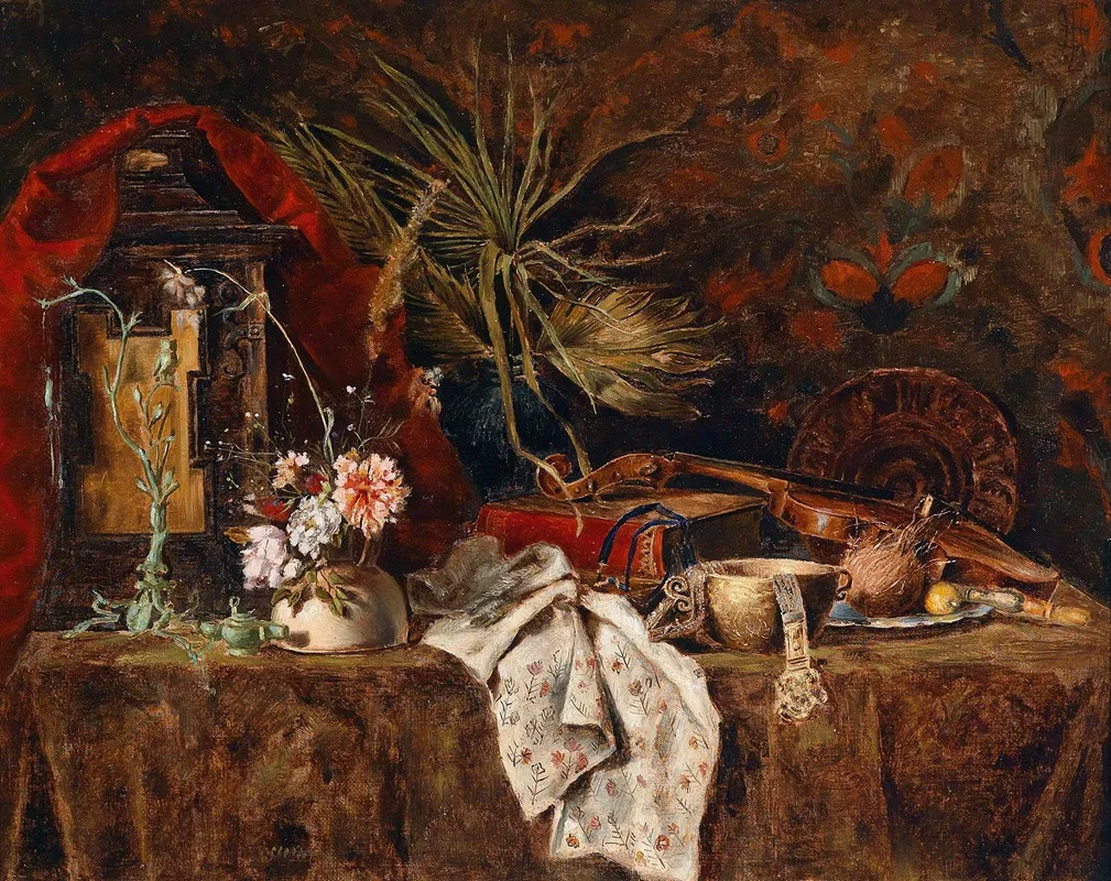 Antiquitatenstillleben 3 by Leontine von Littrow - Canvas Print