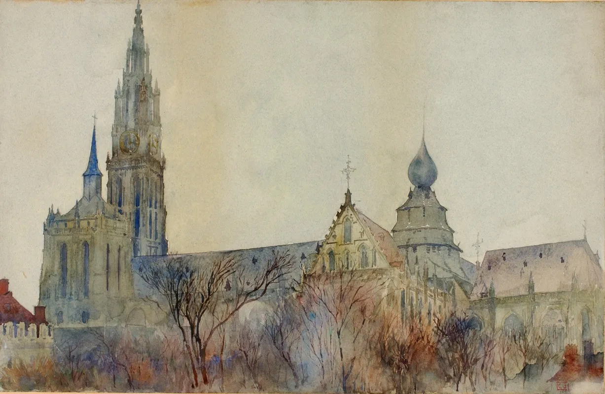 Antwerp Cathedral by Cass Gilbert - Canvas Print